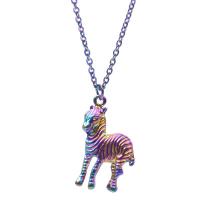 Pendentifs animaux en alliage de zinc, zèbre, Placage coloré, bijoux de mode, multicolore Vendu par PC