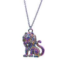 Pendentifs animaux en alliage de zinc, lion, Placage coloré, bijoux de mode, multicolore Vendu par PC