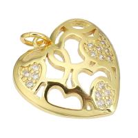 Cubic Zirconia Micro Pave Brass Pendant, Heart, gold color plated, micro pave cubic zirconia & hollow Approx 3mm 