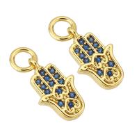 Cubic Zirconia Micro Pave Brass Pendant, Hand, gold color plated, micro pave cubic zirconia Approx 2mm 