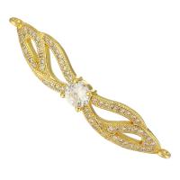 Cubic Zirconia Micro Pave Brass Connector, gold color plated, micro pave cubic zirconia & hollow Approx 1mm 