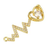 Cubic Zirconia Micro Pave Brass Pendant, Electrocardiographic, gold color plated, micro pave cubic zirconia Approx 1mm 