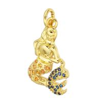 Cubic Zirconia Micro Pave Brass Pendant, Mermaid, gold color plated, micro pave cubic zirconia Approx 3mm 