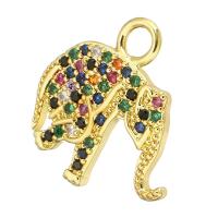 Cubic Zirconia Micro Pave Brass Pendant, Elephant, gold color plated, micro pave cubic zirconia Approx 3mm 