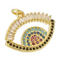 Cubic Zirconia Micro Pave Brass Pendant, Eye, gold color plated, micro pave cubic zirconia Approx 2mm 