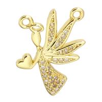 Cubic Zirconia Micro Pave Brass Pendant, Fairy, gold color plated, micro pave cubic zirconia & double-hole Approx 1mm 