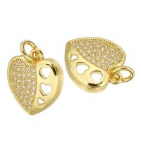 Cubic Zirconia Micro Pave Brass Pendant, Heart, gold color plated, micro pave cubic zirconia Approx 3mm 