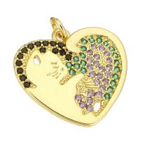 Cubic Zirconia Micro Pave Brass Pendant, Heart, gold color plated, micro pave cubic zirconia Approx 2mm 