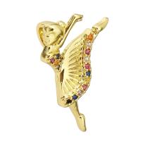 Cubic Zirconia Micro Pave Brass Pendant, Girl, gold color plated, micro pave cubic zirconia Approx 2mm 