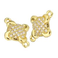 Cubic Zirconia Micro Pave Brass Connector, gold color plated, micro pave cubic zirconia Approx 1mm 