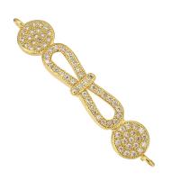 Cubic Zirconia Micro Pave Brass Connector, gold color plated, micro pave cubic zirconia Approx 1mm 