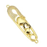 Cubic Zirconia Micro Pave Brass Connector, gold color plated, micro pave cubic zirconia Approx 2mm 