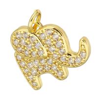 Cubic Zirconia Micro Pave Brass Pendant, Elephant, gold color plated, micro pave cubic zirconia Approx 3mm 