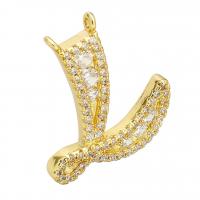 Cubic Zirconia Micro Pave Brass Pendant, Letter L, gold color plated, micro pave cubic zirconia & double-hole Approx 1mm 