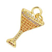 Cubic Zirconia Micro Pave Brass Pendant, Cup, gold color plated, micro pave cubic zirconia Approx 3mm 