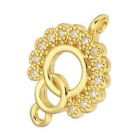 Cubic Zirconia Micro Pave Brass Connector, gold color plated, micro pave cubic zirconia & hollow Approx 1mm 