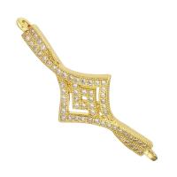 Cubic Zirconia Micro Pave Brass Connector, gold color plated, micro pave cubic zirconia & hollow Approx 2mm 