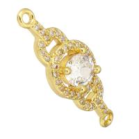 Cubic Zirconia Micro Pave Brass Connector, gold color plated, micro pave cubic zirconia & hollow Approx 2mm 