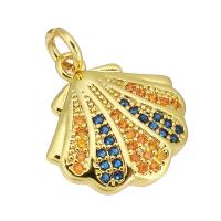 Cubic Zirconia Micro Pave Brass Pendant, Shell, gold color plated, micro pave cubic zirconia & hollow Approx 3mm 