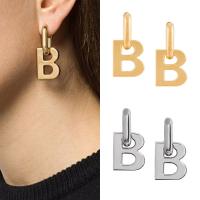 Huggie Hoop Drop Earring, Brass, Letter B, plated, detachable & for woman 40mm 