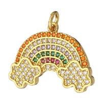 Cubic Zirconia Micro Pave Brass Pendant, Rainbow, gold color plated, micro pave cubic zirconia Approx 2mm 