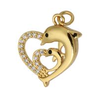 Cubic Zirconia Micro Pave Brass Pendant, gold color plated, micro pave cubic zirconia & hollow Approx 2mm 