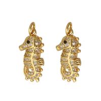 Cubic Zirconia Micro Pave Brass Pendant, Seahorse, gold color plated, micro pave cubic zirconia Approx 2mm 