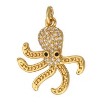 Cubic Zirconia Micro Pave Brass Pendant, Octopus, gold color plated, micro pave cubic zirconia Approx 2mm 