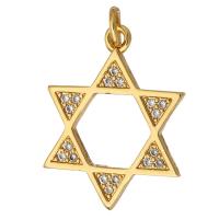 Cubic Zirconia Micro Pave Brass Pendant, Hexagram, gold color plated, micro pave cubic zirconia & hollow Approx 2mm 