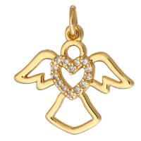 Cubic Zirconia Micro Pave Brass Pendant, Angel, gold color plated, micro pave cubic zirconia & hollow Approx 2mm 