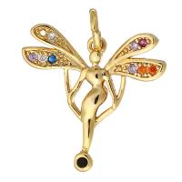 Cubic Zirconia Micro Pave Brass Pendant, Fairy, gold color plated, micro pave cubic zirconia Approx 3mm 