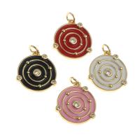 Cubic Zirconia Micro Pave Brass Pendant, Round, micro pave cubic zirconia & enamel 