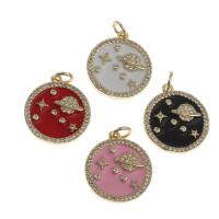 Cubic Zirconia Micro Pave Brass Pendant, Round, micro pave cubic zirconia & enamel 