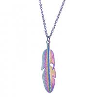 Colgantes de pluma de aleación de cinc, aleación de zinc, chapado en colorido, Joyería, multicolor, 15x61mm, longitud:45 cm, Vendido por UD