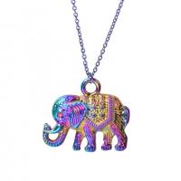 Colgantes Animales de Aleación de Zinc, Elefante, chapado en colorido, Joyería, multicolor, 23x20mm, longitud:45 cm, Vendido por UD