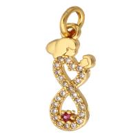 Cubic Zirconia Micro Pave Brass Pendant, gold color plated, micro pave cubic zirconia & hollow Approx 2mm 