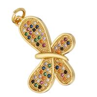 Cubic Zirconia Micro Pave Brass Pendant, Butterfly, gold color plated, micro pave cubic zirconia Approx 2mm 