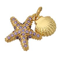 Cubic Zirconia Micro Pave Brass Pendant, gold color plated, micro pave cubic zirconia Approx 2mm 