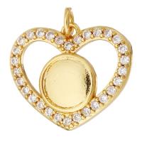 Cubic Zirconia Micro Pave Brass Pendant, Heart, gold color plated, micro pave cubic zirconia & hollow Approx 2mm 