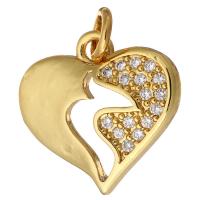 Cubic Zirconia Micro Pave Brass Pendant, Heart, gold color plated, micro pave cubic zirconia & hollow Approx 2mm 