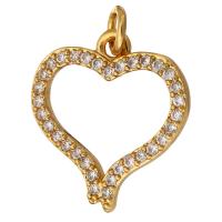 Cubic Zirconia Micro Pave Brass Pendant, Heart, gold color plated, micro pave cubic zirconia & hollow Approx 2mm 