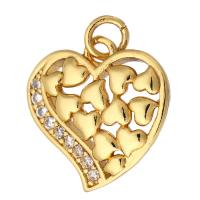 Cubic Zirconia Micro Pave Brass Pendant, Heart, gold color plated, micro pave cubic zirconia & hollow Approx 2mm 