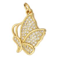 Cubic Zirconia Micro Pave Brass Pendant, Butterfly, gold color plated, micro pave cubic zirconia Approx 2mm 