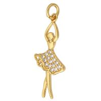 Cubic Zirconia Micro Pave Brass Pendant, Girl, gold color plated, micro pave cubic zirconia Approx 2mm 