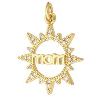 Cubic Zirconia Micro Pave Brass Pendant, gold color plated, micro pave cubic zirconia & hollow Approx 2mm 