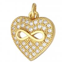 Cubic Zirconia Micro Pave Brass Pendant, gold color plated, micro pave cubic zirconia & hollow 