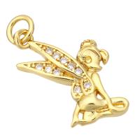 Cubic Zirconia Micro Pave Brass Pendant, Fairy, gold color plated, micro pave cubic zirconia Approx 2mm 