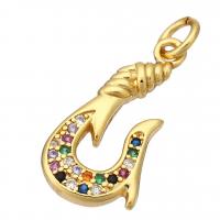 Cubic Zirconia Micro Pave Brass Pendant, gold color plated, micro pave cubic zirconia Approx 2mm 