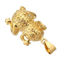 Animal Brass Pendants, Toad, gold color plated, micro pave cubic zirconia 