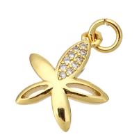 Cubic Zirconia Micro Pave Brass Pendant, Flower, gold color plated, micro pave cubic zirconia Approx 2mm 